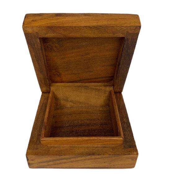 Archana Crafts Wooden Trinket Jewelry Box Gold Design Hinged Top India Hearts - Picture 4 of 12